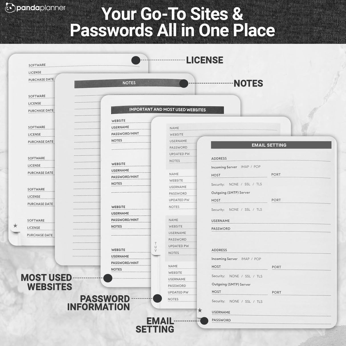 Password Keeper with Locking Fire & Water Resistant Bag