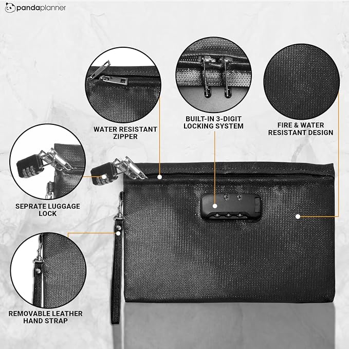 Water & Fire Resistant Document Bag with Lock