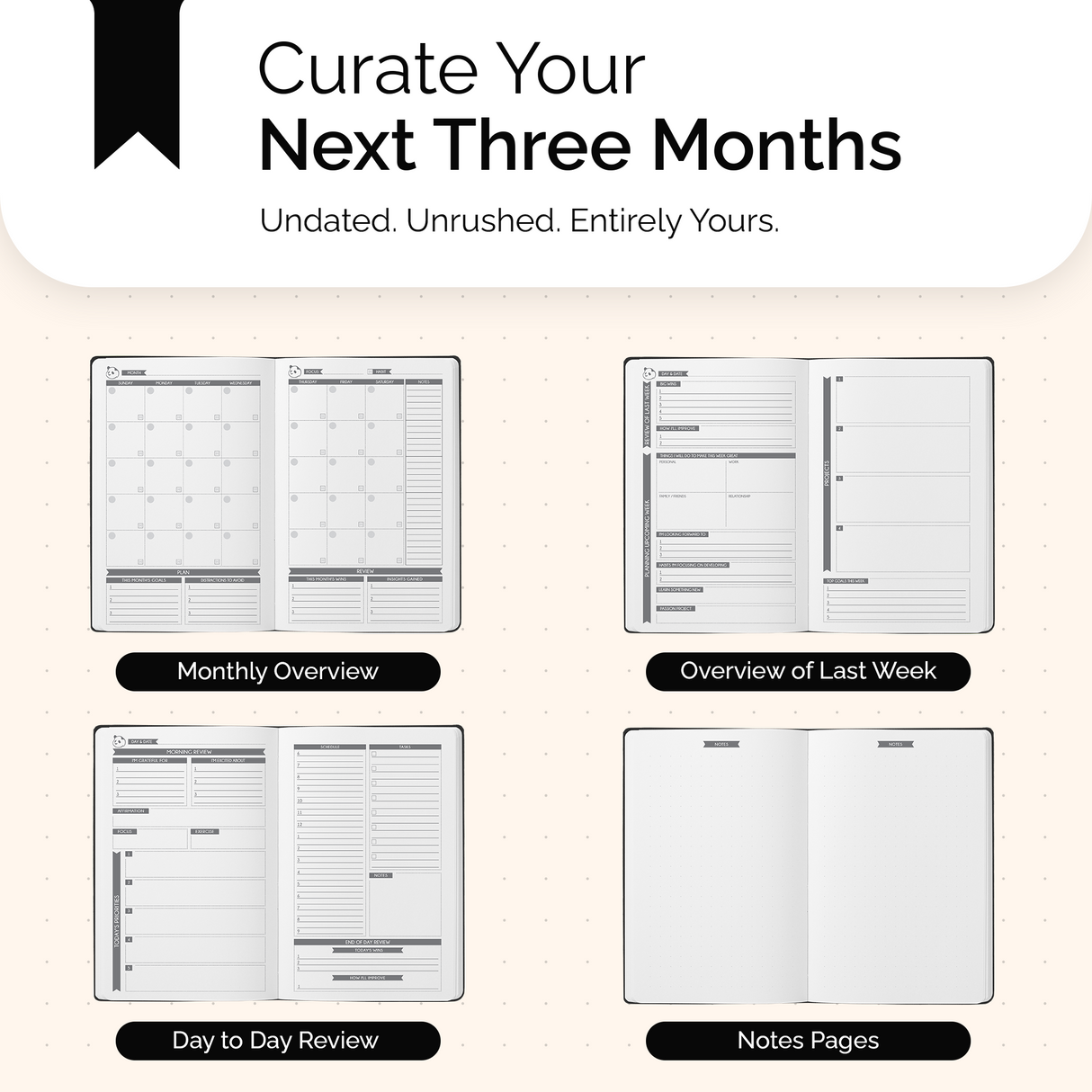 3 Month Panda Classic - Daily Planning in 3 Sections
