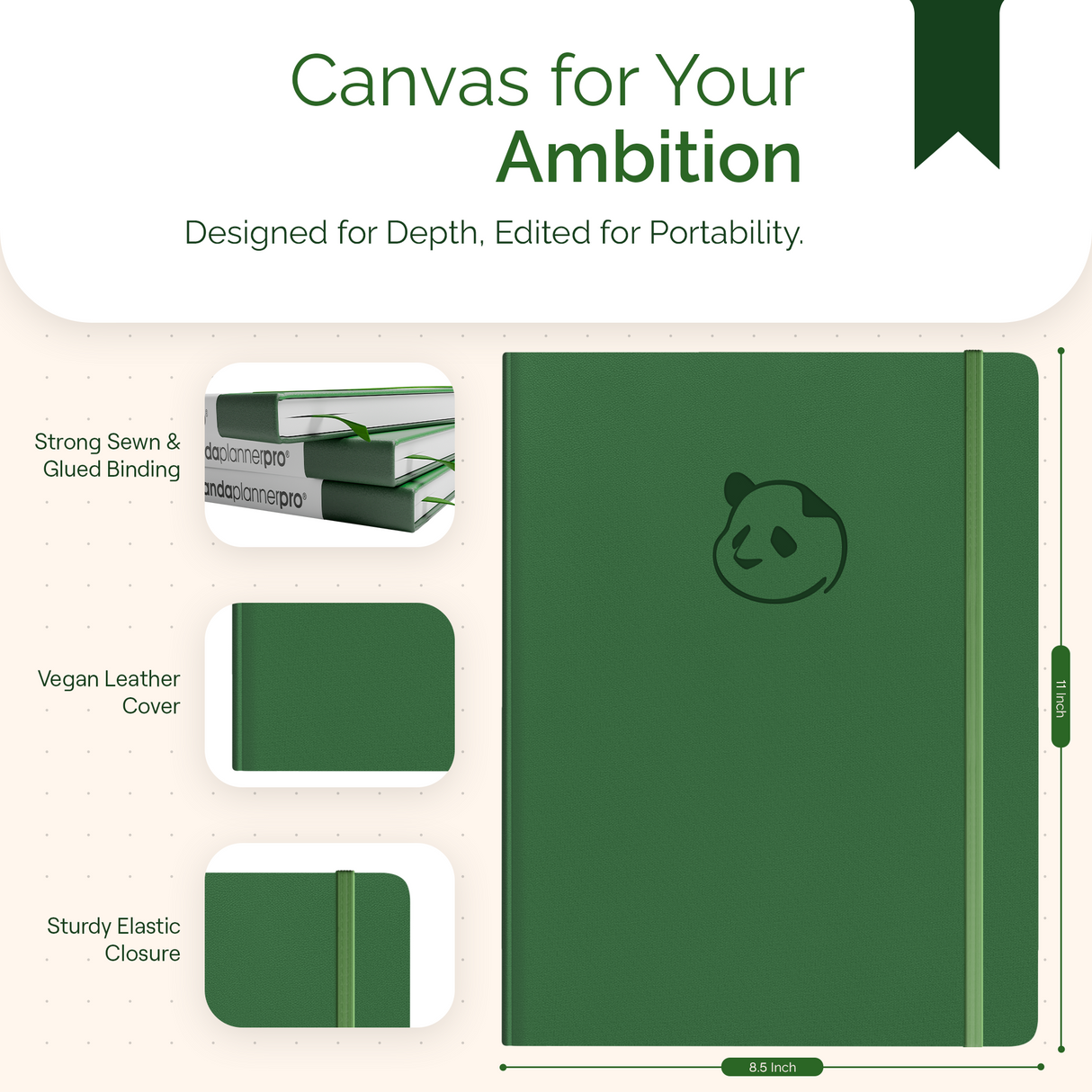 6 Month Panda Pro Planners – Large Daily Planner in 3 Sections