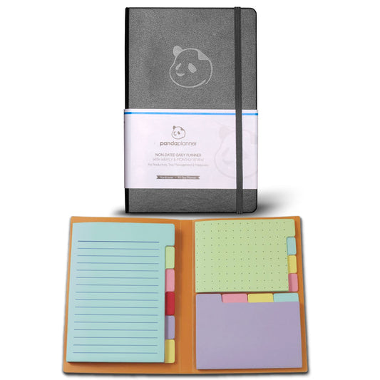 3 Month Classic Daily Planner in 3 Sections - Monthly, Weekly & Daily Pages & Sticky Notes for Organization Bundle Panda Planner Black Classic + Spring Sticky 