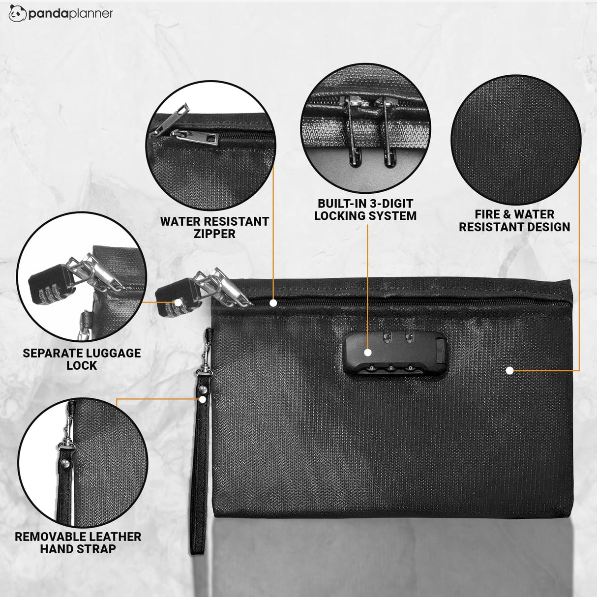 Password Keeper with Locking Fire & Water Resistant Bag