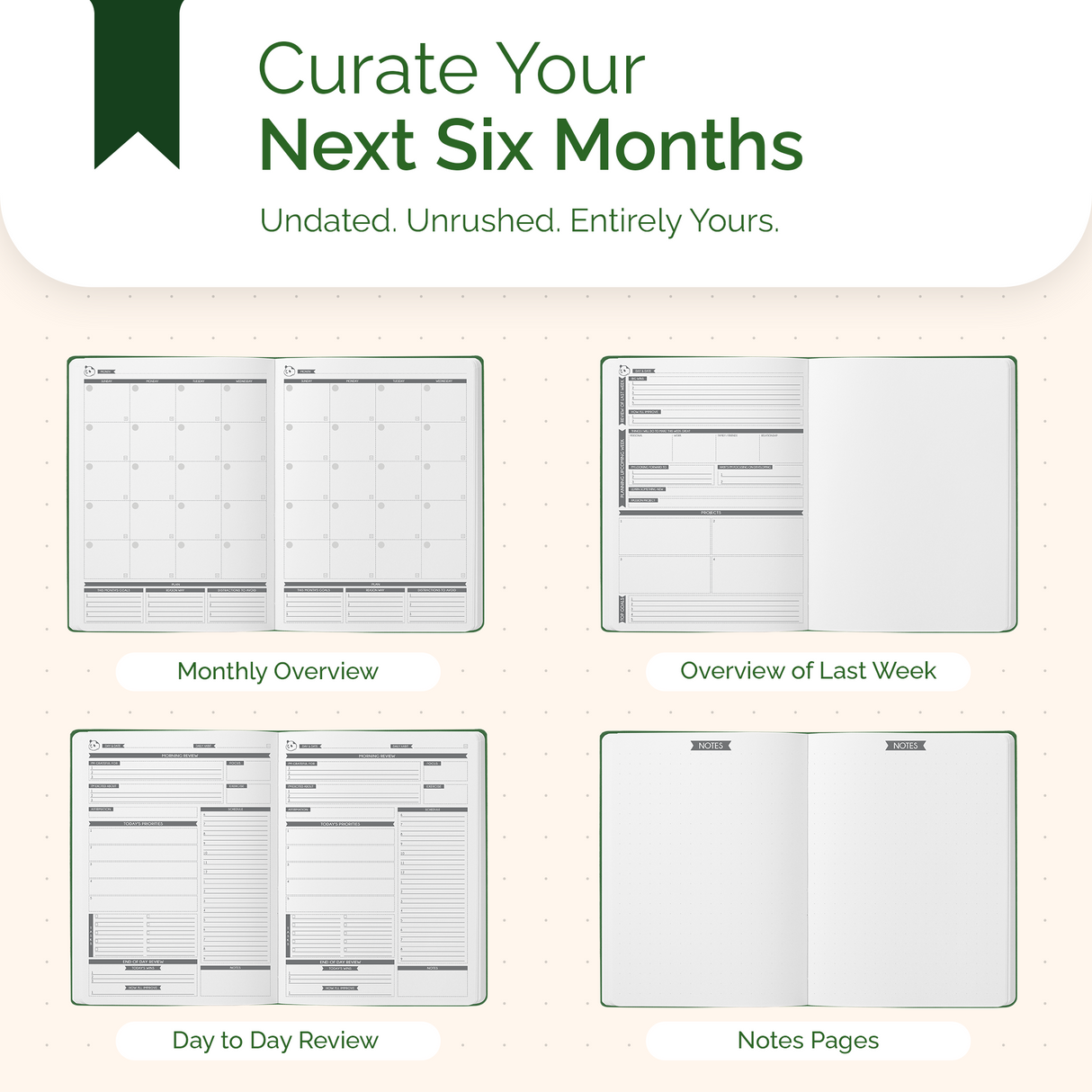 6 Month Panda Pro Planners – Large Daily Planner in 3 Sections