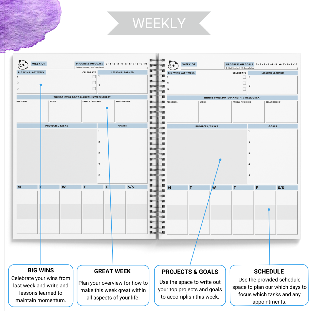 6-Month Ultimate Productivity Bundle: Spiral Planner with Goal Setting ...