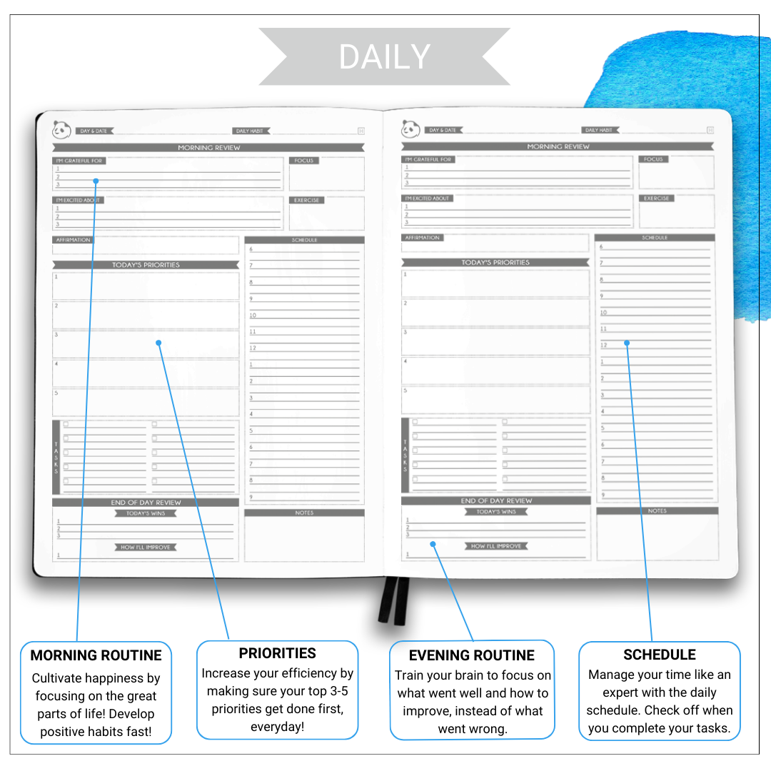 Panda Planner Pro: Undated 6-Month Pro Planner for Goals, Happiness ...