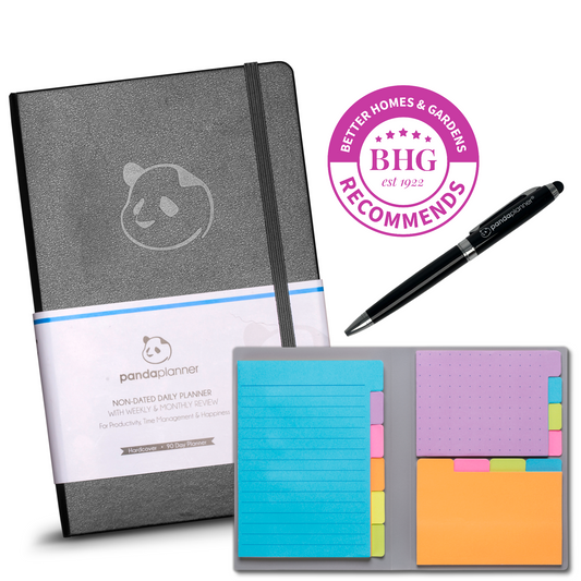 3 Month Classic Daily Planner in 3 Sections - Monthly, Weekly & Daily Pages,  Sticky Notes for Organization Bundle & Pen
