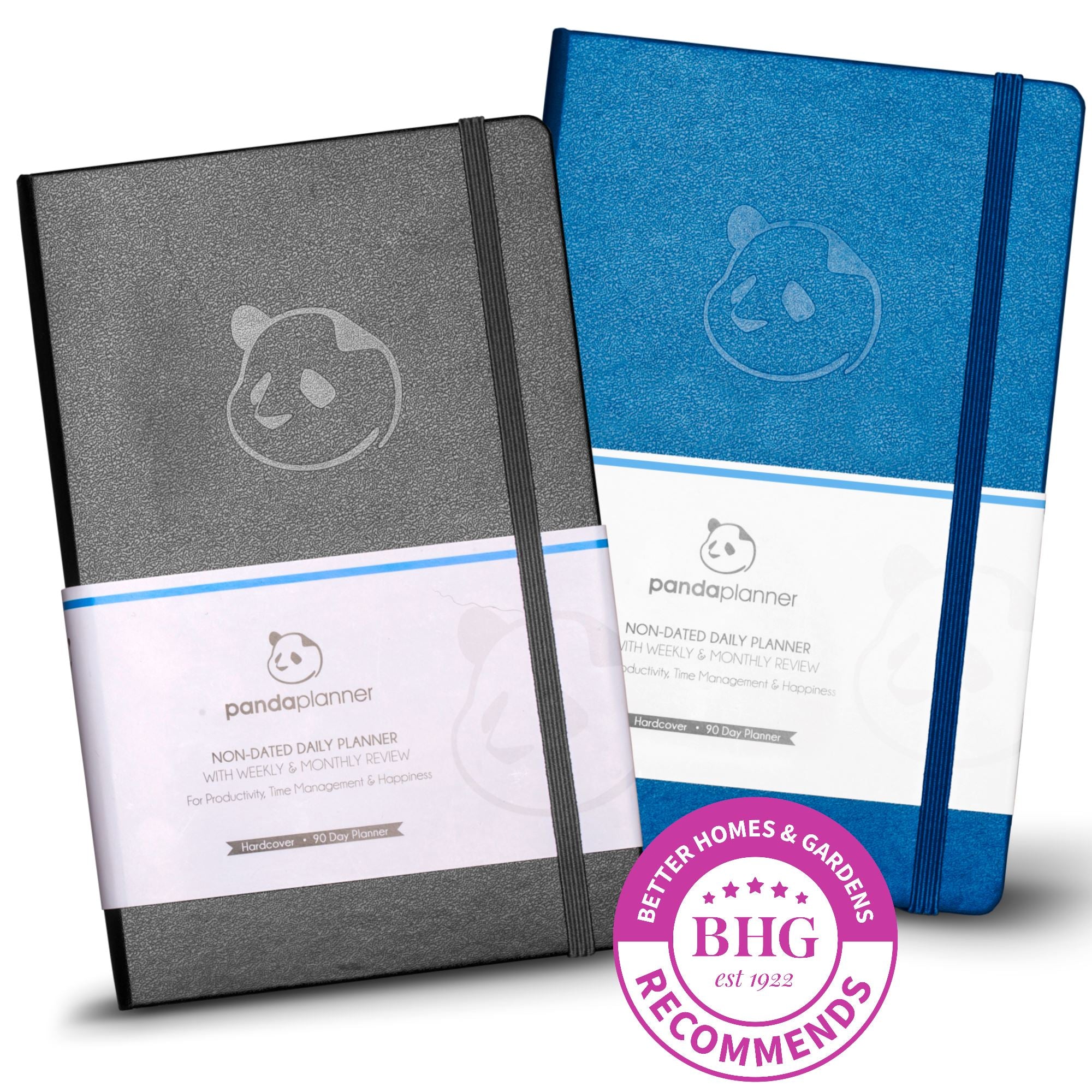 2 x 3 Month Classic - Mindful Daily Planning in 3 Sections - Monthly, Weekly & Daily Pages - You Pick the Colors Panda Planner Black + Blue 