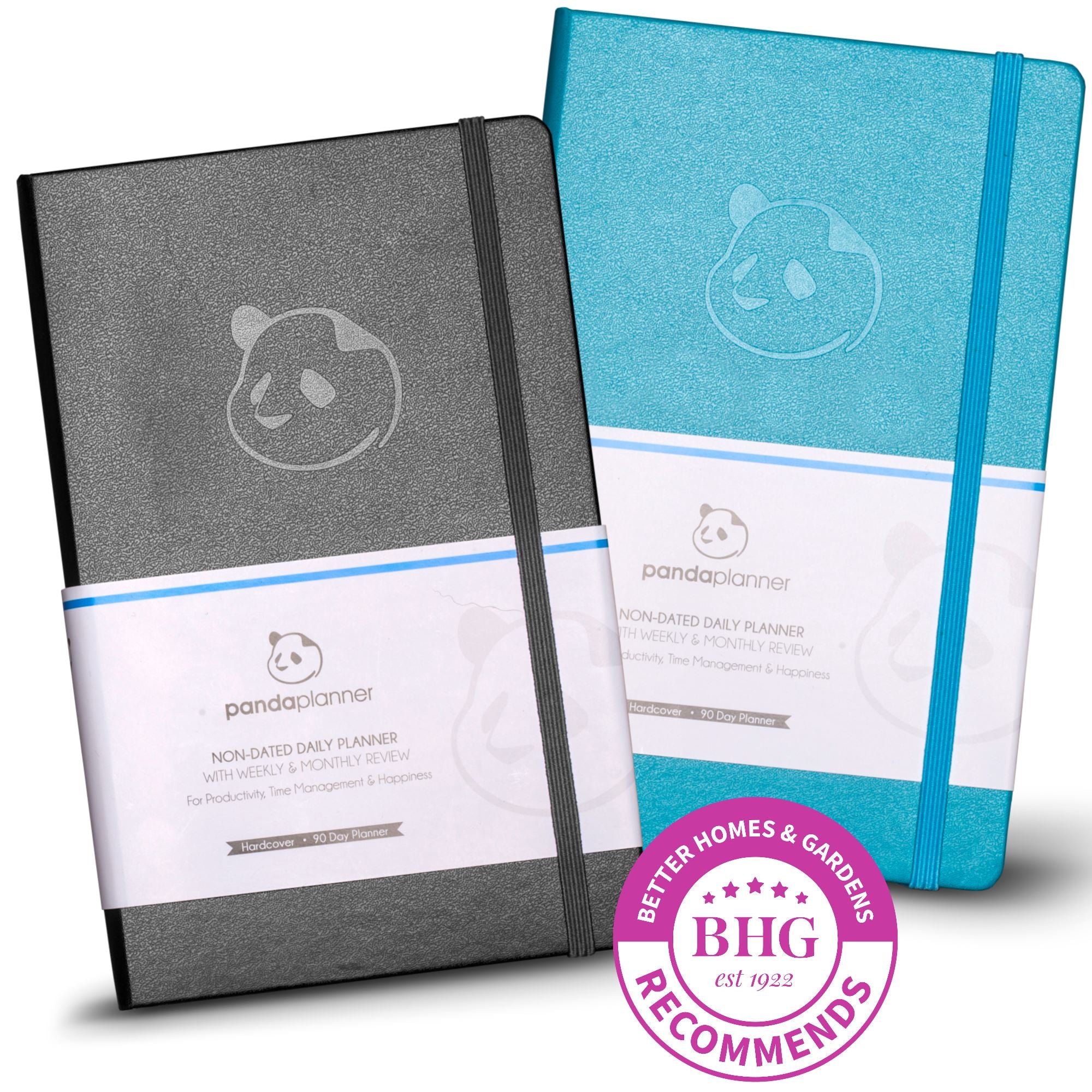 2 x 3 Month Classic - Mindful Daily Planning in 3 Sections - Monthly, Weekly & Daily Pages - You Pick the Colors Panda Planner Black + Cyan 