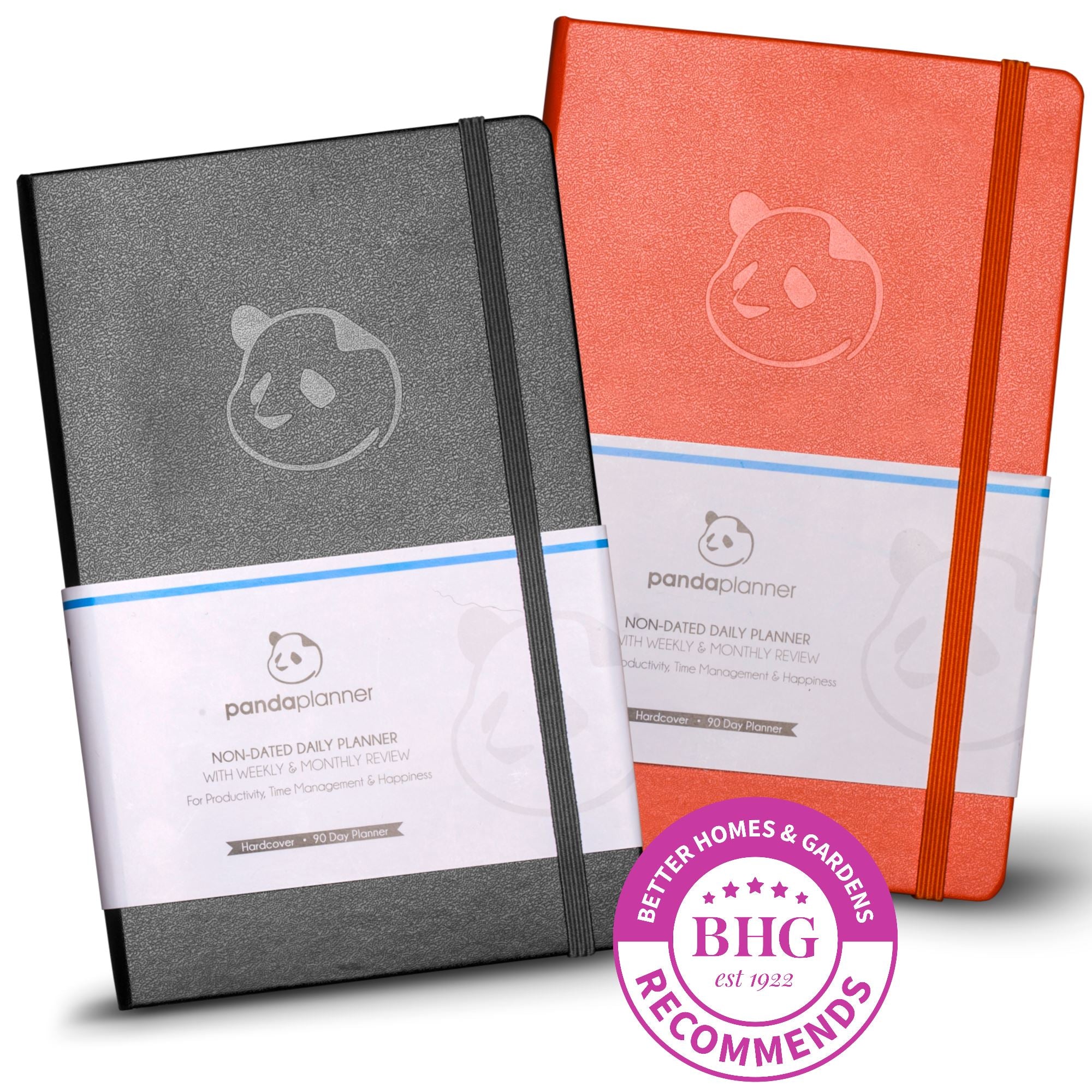 2 x 3 Month Classic - Mindful Daily Planning in 3 Sections - Monthly, Weekly & Daily Pages - You Pick the Colors Panda Planner Black + Orange 