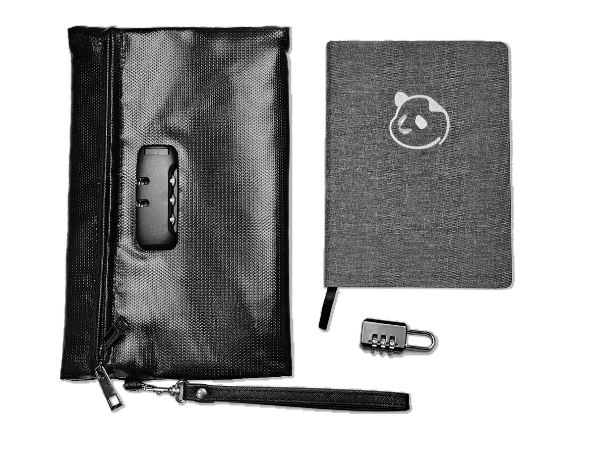 Password Keeper with Locking Fire & Water Resistant Bag