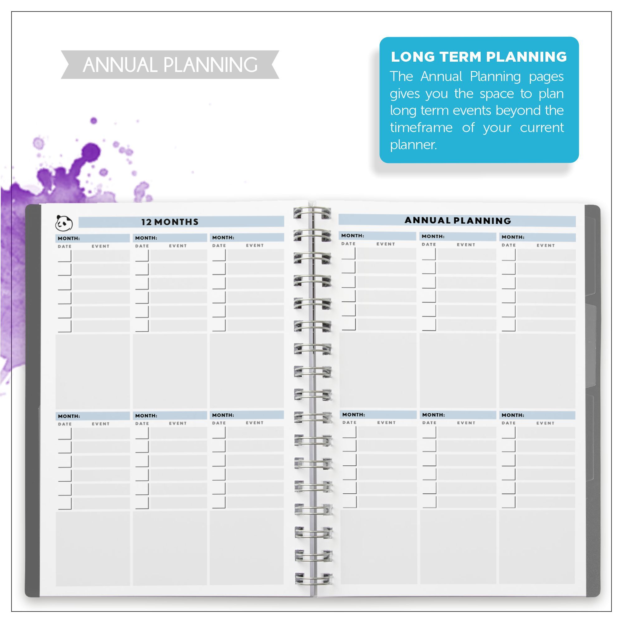  Panda Planner Undated Daily Planner - 90 Day Organization -  VIA Strengths Based Productivity & Happiness - Set Goals - Bonus Weekly &  Monthly Agenda - Light Blue - Hardcover : Office Products