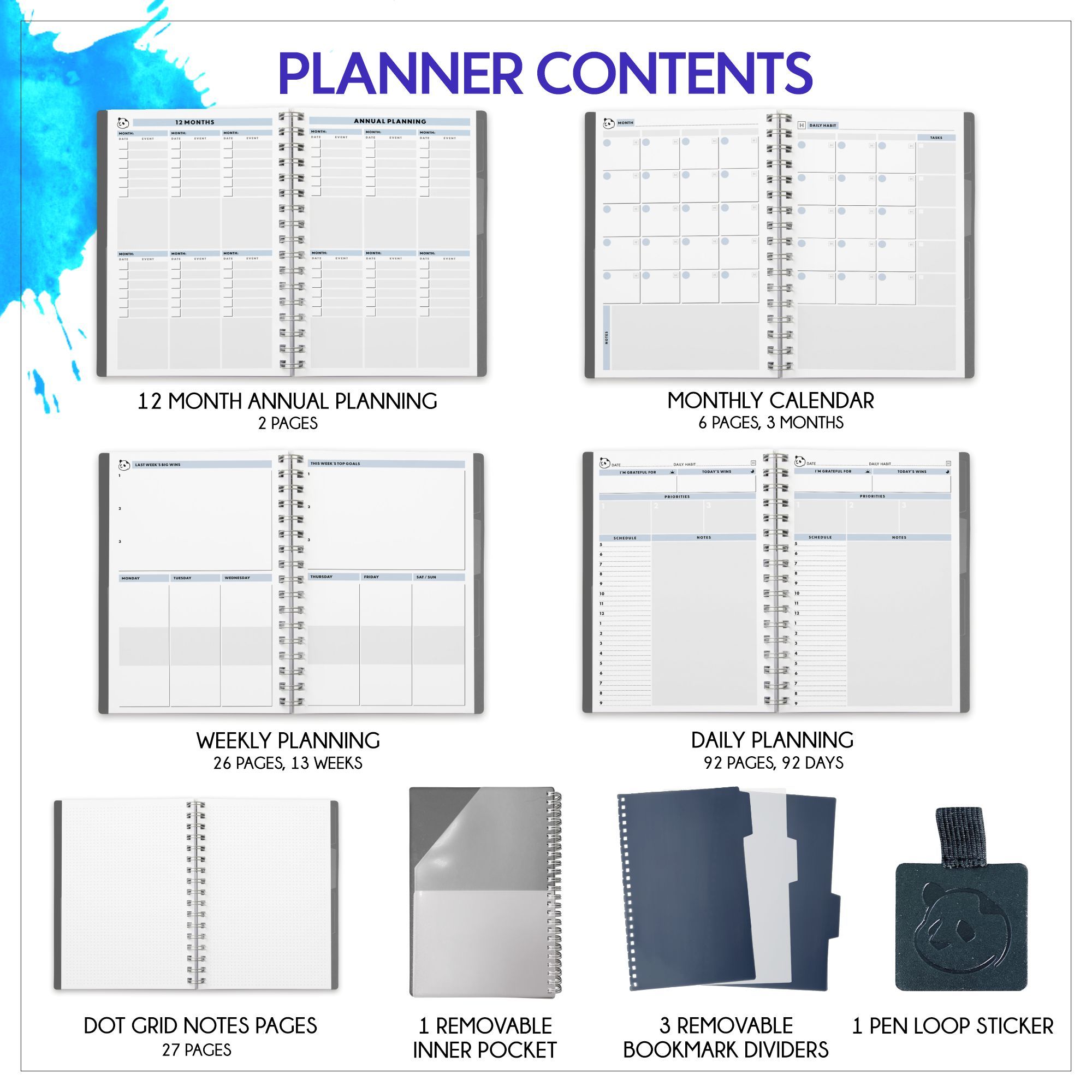 3 Month Student Edition – Removable Dividers & Pen Loop Sticker Allows for  the Ultimate Customization